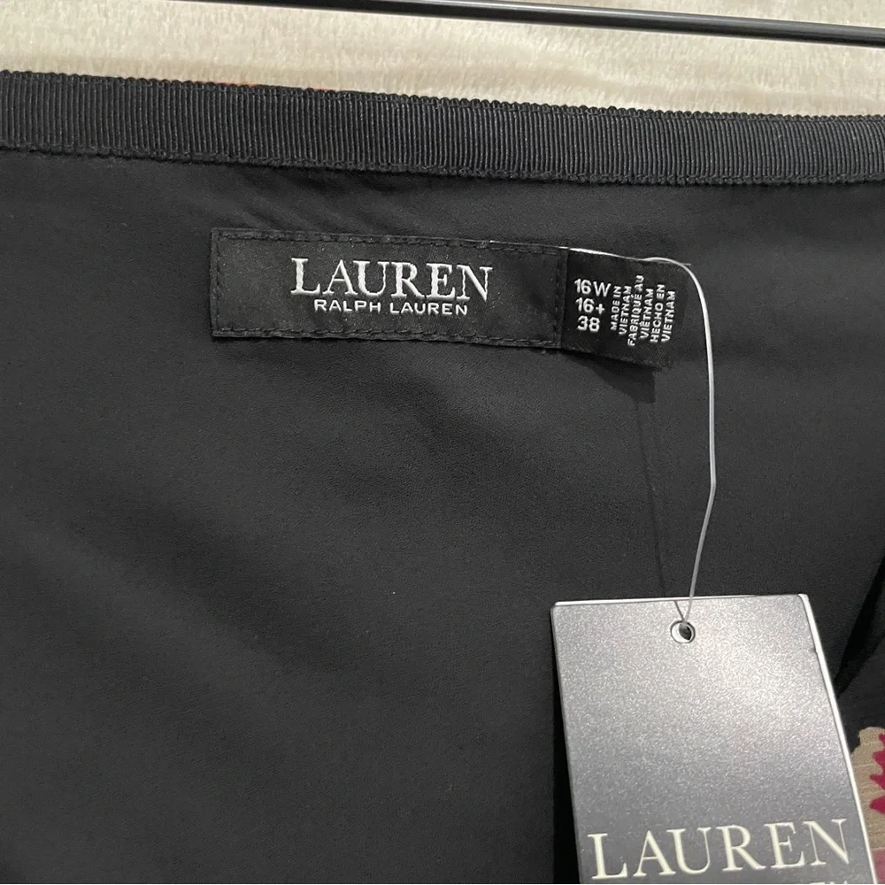 NEW Lauren Ralph Lauren Floral Georgette Mini‎ Skirt Black Multi 16W LRL